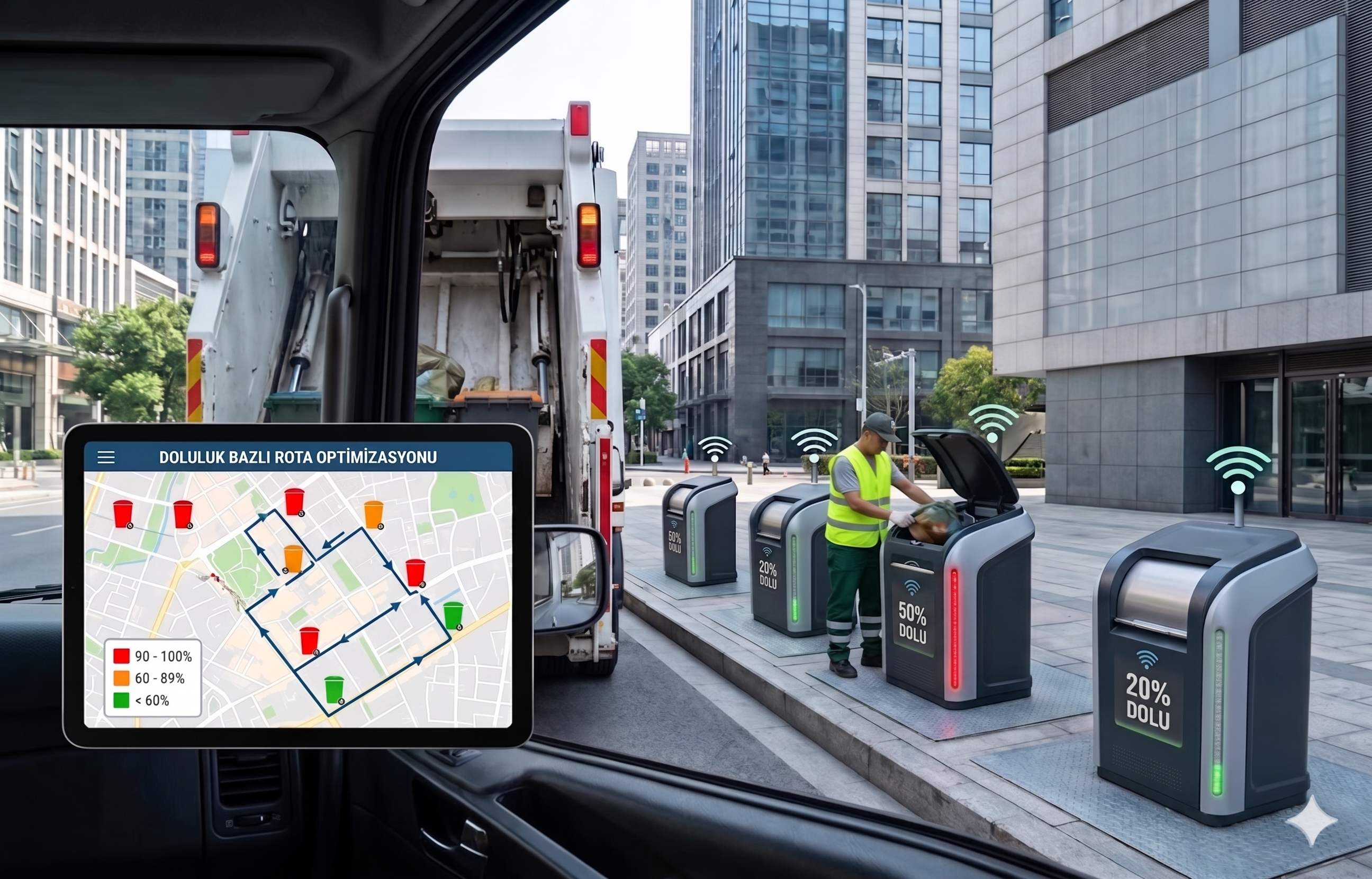 Akıllı atık toplama konteynerleri şehir içi sistem